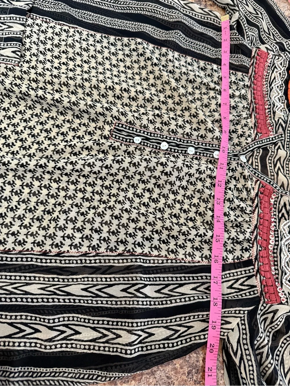 Free People Feather in the Wind Boho Beaded Tunic Blouse Top Small